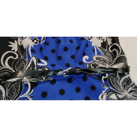 London Times Women Floral Print Sheath Dress Sleeveless White Blue Black Size 6 - Picture 5 of 10